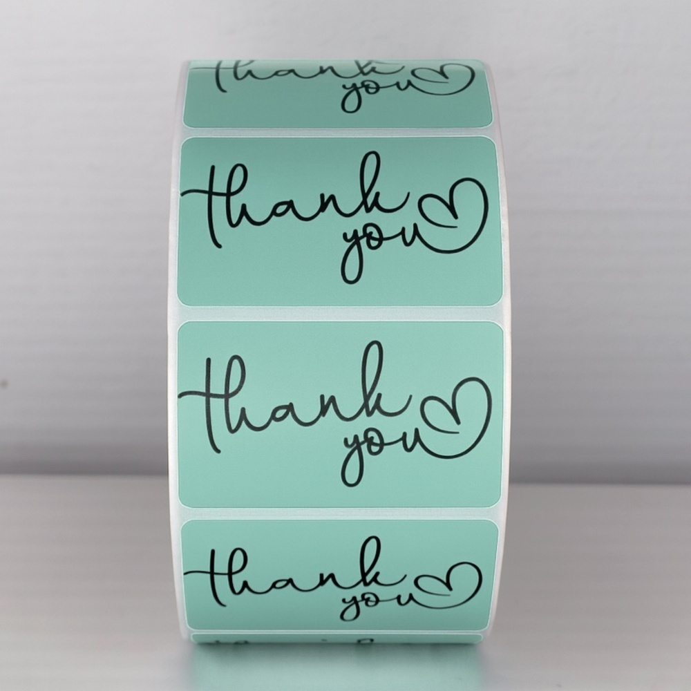 Thank You Stickers Mint Green Heart | Cute Small Business Packaging Labels